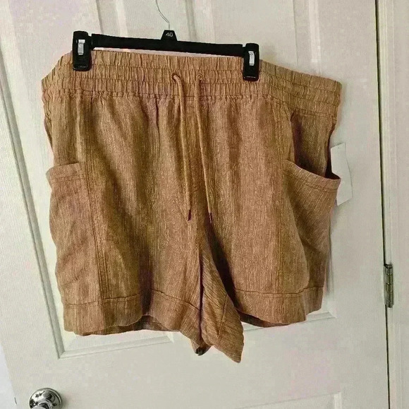 Athleta NWT Orange Cabo Linen Textured 4" Short Plus Size 26 - Picture 1 of 4